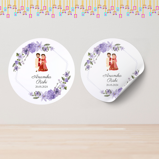 Purple Passion Floral Wedding Sticker
