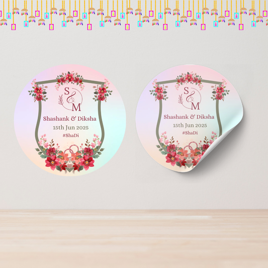 Pastel Watercolor Rainbow Wedding Sticker