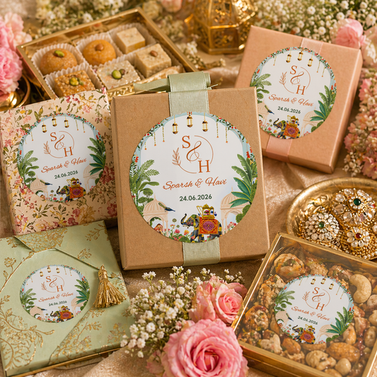 Blue Pichwai Theme Wedding Sticker