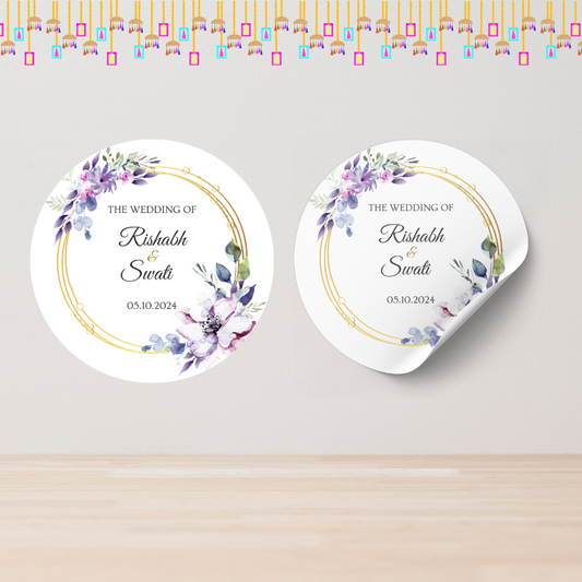 Chic Watercolor Flower Wedding Sticker