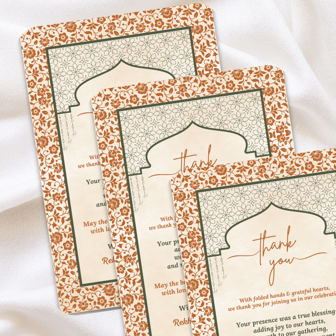 Elegant Indian Wedding Thank You Card