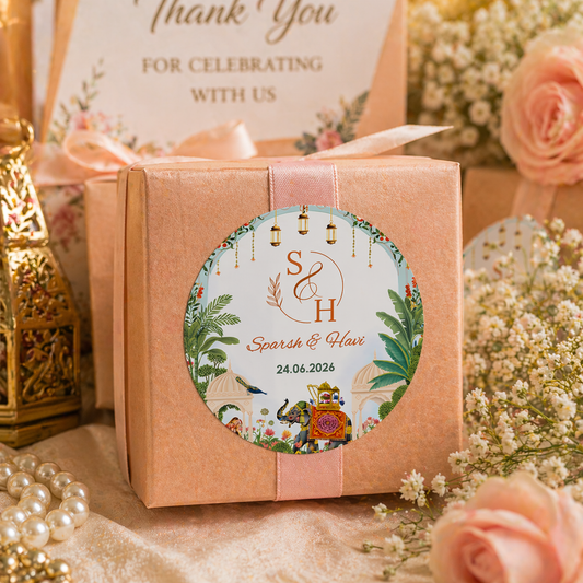 Blue Pichwai Theme Wedding Sticker