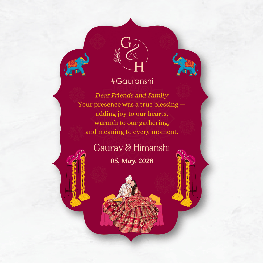 Royal Pink Wedding Thank You Card