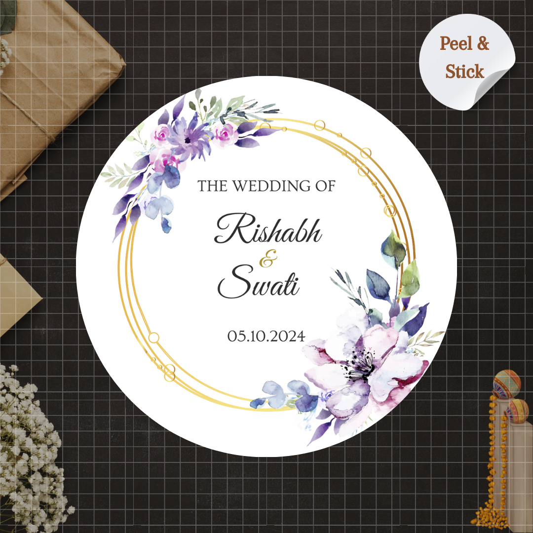 Chic Watercolor Flower Wedding Sticker