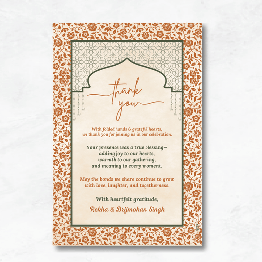 Elegant Indian Wedding Thank You Card