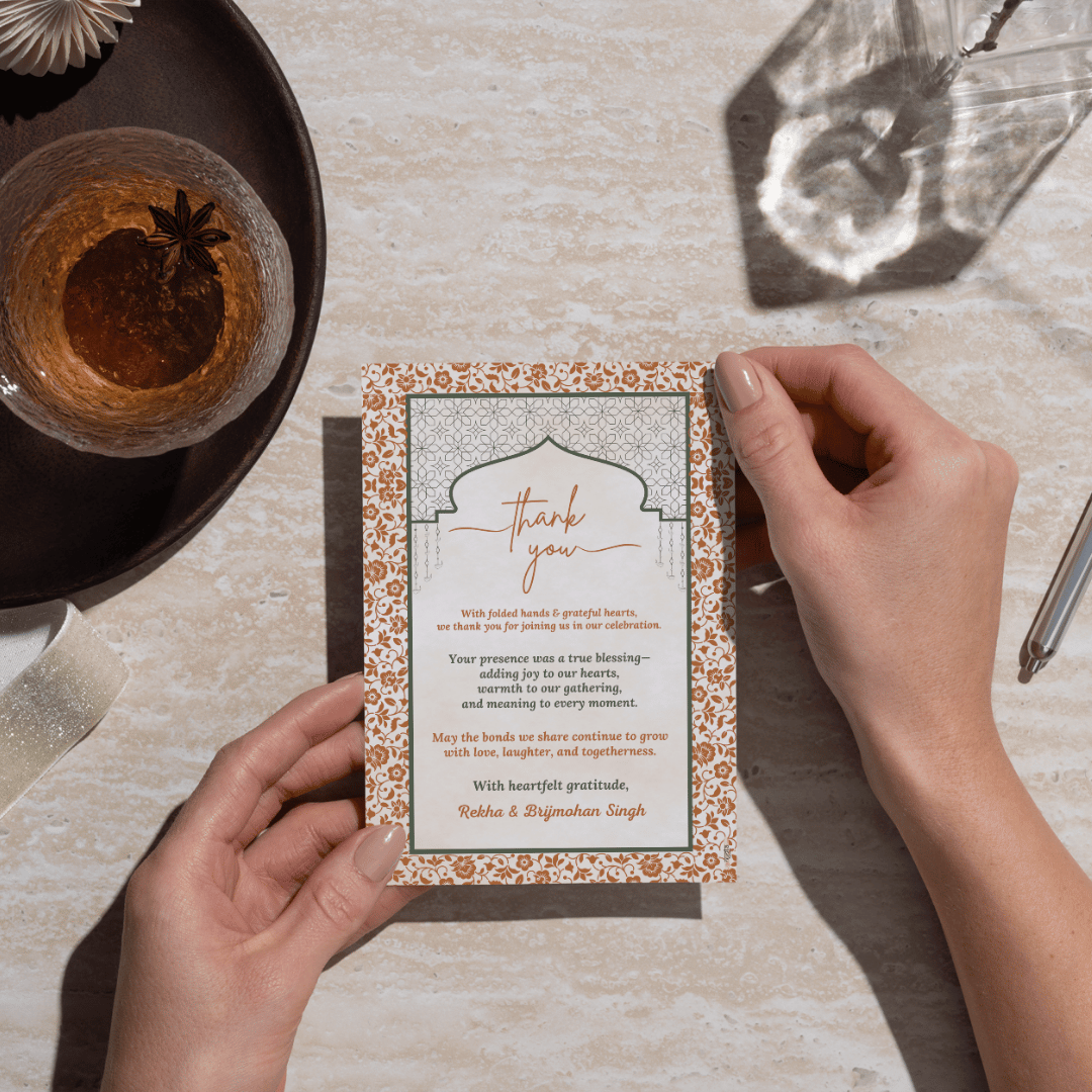 Elegant Indian Wedding Thank You Card