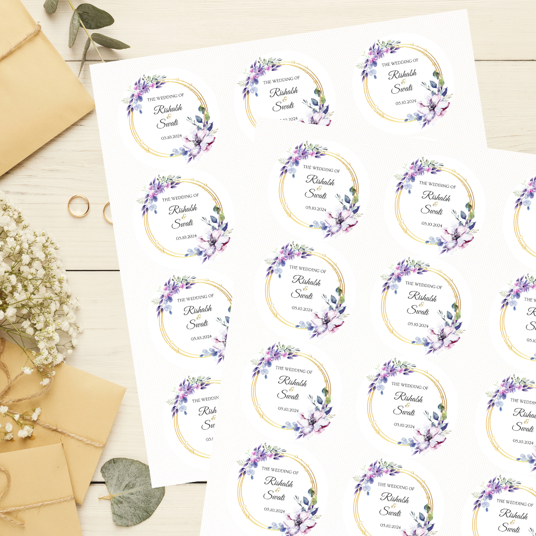 Chic Watercolor Flower Wedding Sticker