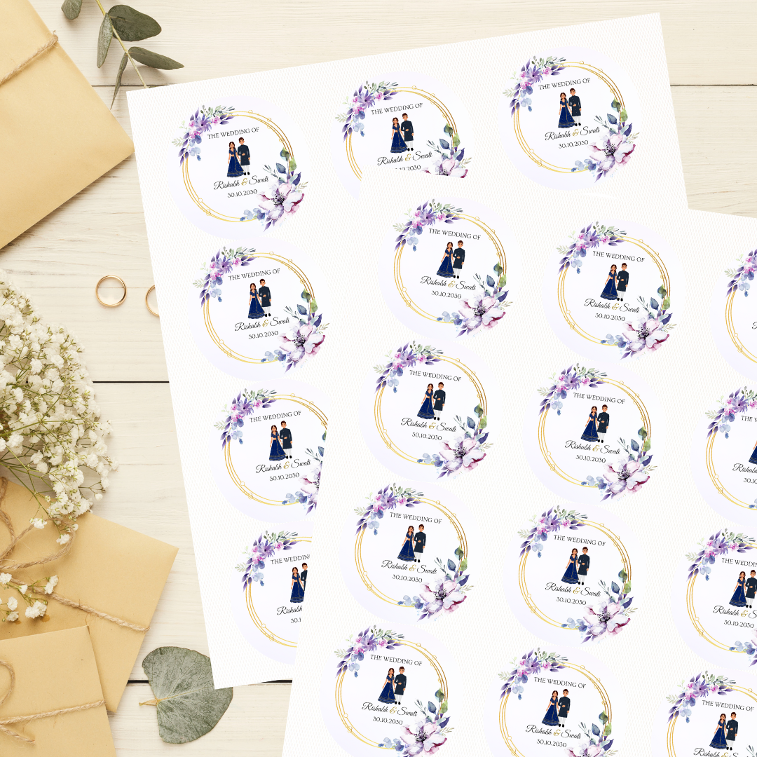 Pastel Love Blossoms Wedding Stickers