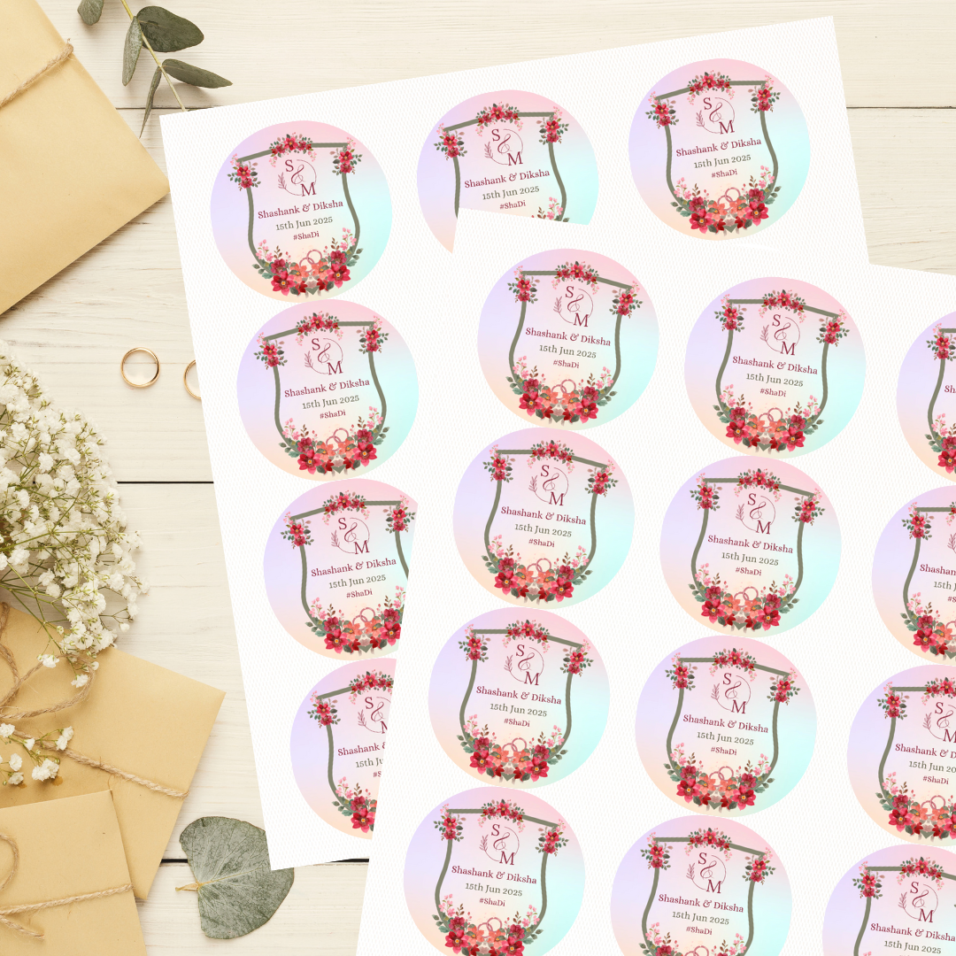 Pastel Watercolor Rainbow Wedding Sticker