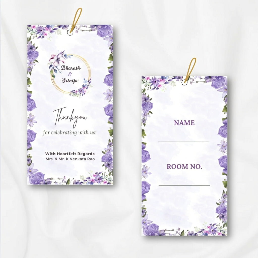 Elegant Purple Wedding Luggage Tag