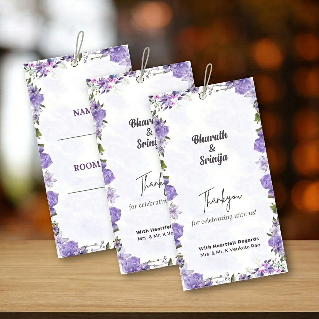 Elegant Purple Wedding Luggage Tag