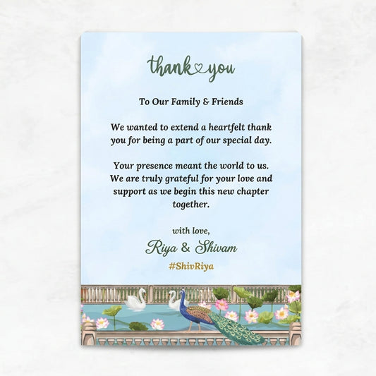 Blue Pichwai Theme Thank You Card