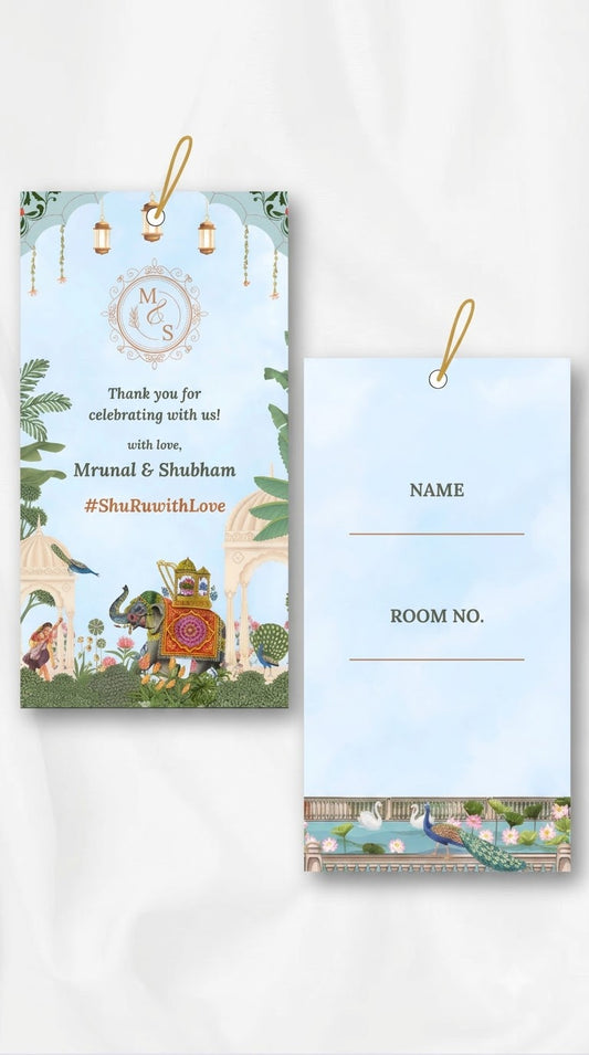 Lavender Pichwai Theme Wedding Luggage Tag